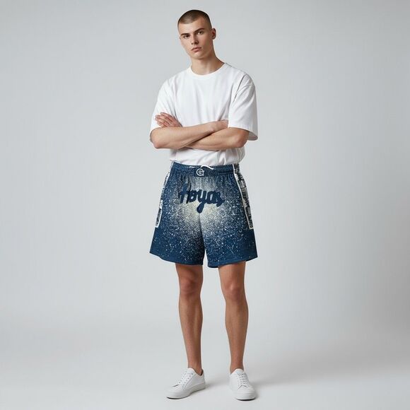 Mitchell & Ness Georgetown Hoyas NCAA Spray Paint Swingman Shorts Mens size M - Picture 1 of 10
